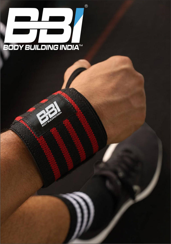 Body Building India BBI 4 Line Wrist Wrap provides superior wrist support for weightlifting. Durable, adjustable, and ideal for intense workouts.